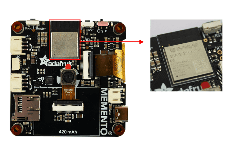 Adafruit MEMENTO OV5640 5MP camera module with auto-focus motor and 72 degree field of view