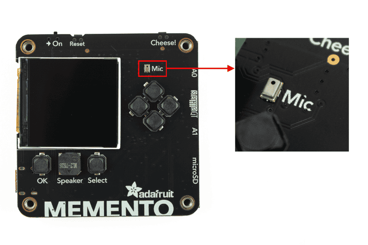 Adafruit MEMENTO analog MEMS microphone location