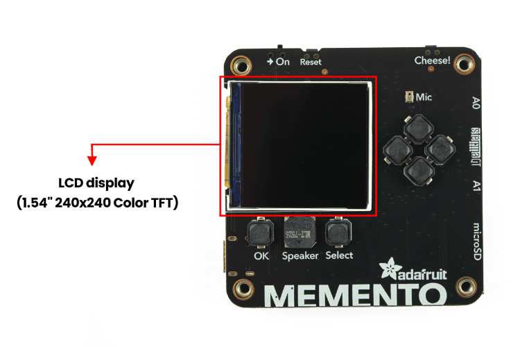 Adafruit MEMENTO 1.54 inch 240x240 color TFT display with ST7789 driver