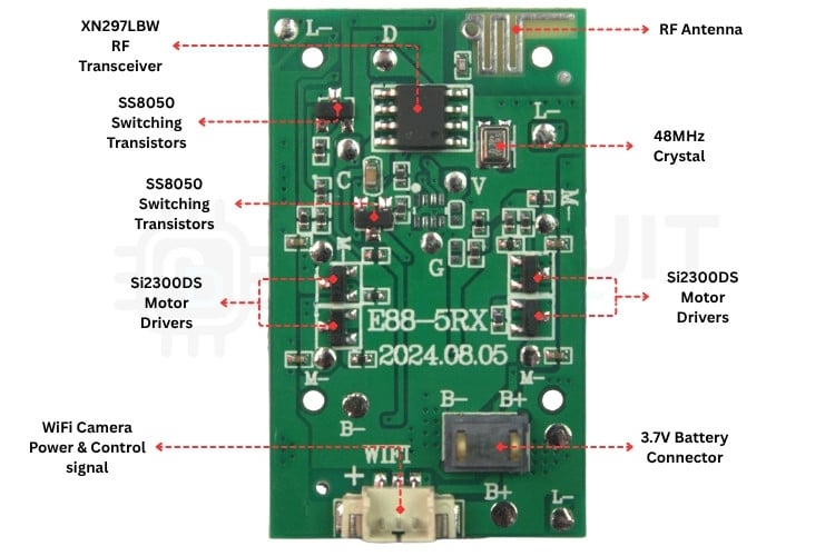 E88 Drone flight control pcb back view