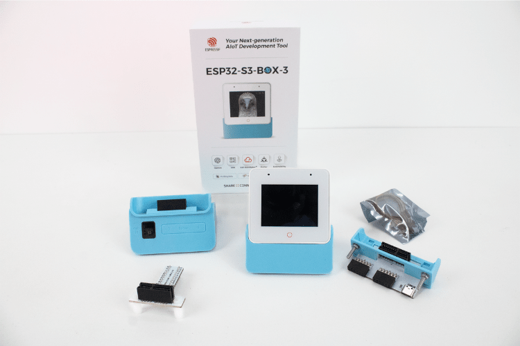 ESP32-S3-BOX-3 AIoT kit package contents including development board and accessories