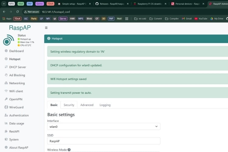 Customizing RaspAP WiFi settings including SSID and password for Raspberry Pi router