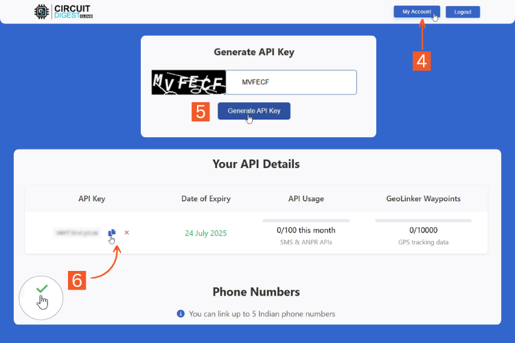 Generating API Key Geolinker