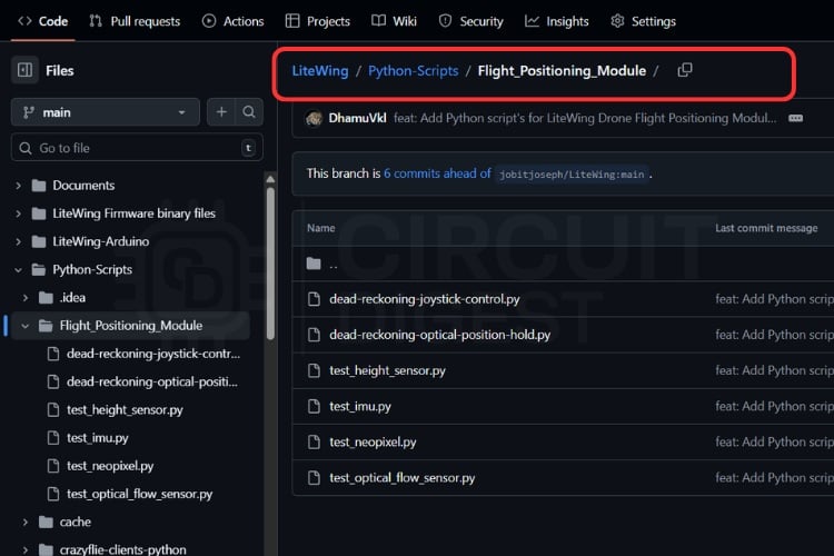 LiteWing Drone Flight Positioning Module GitHub page python scripts