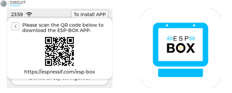 ESP-BOX mobile app download QR code for ESP32-S3-BOX-3 network setup