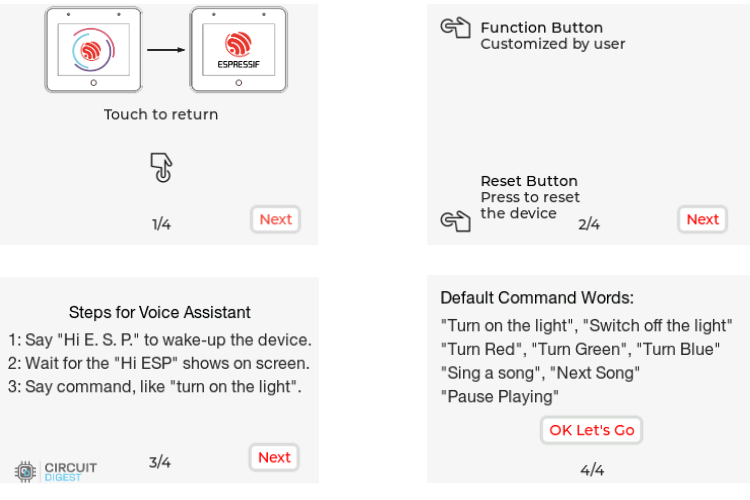 ESP32-S3-BOX-3 user interface showing sensor monitor device control and media player options