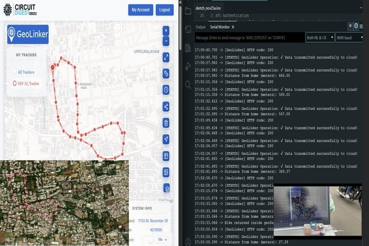Complete GPS tracking route map showing entire journey with all waypoints