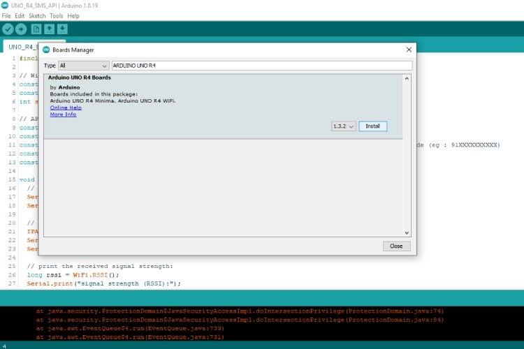 Searching for Arduino UNO R4 WiFi