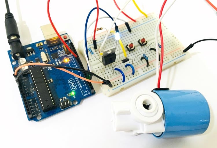 Hardware setup to control a Solenoid Valve with Arduino Hardware setup to control a Solenoid Valve with Arduino