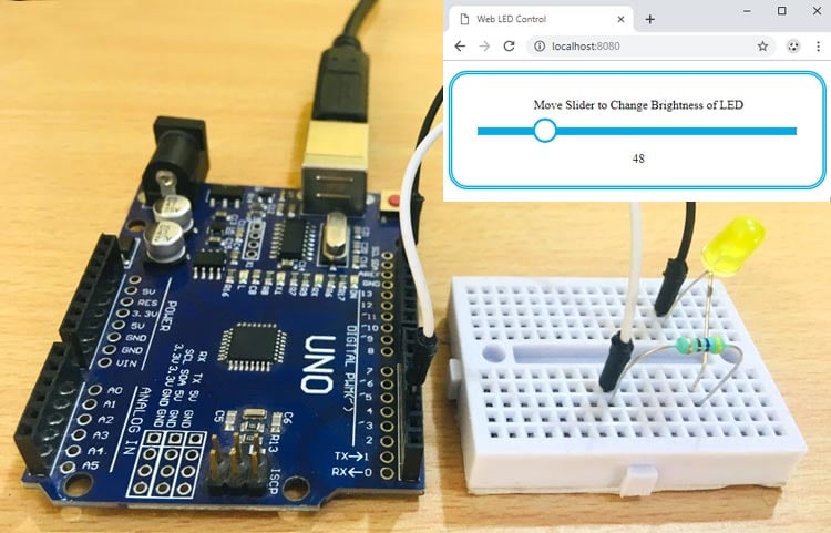 Arduino Node.js Tutorial: Controlling Brightness of LED through Web Interface Arduino Node.js Tutorial: Controlling Brightness of LED through Web Interface