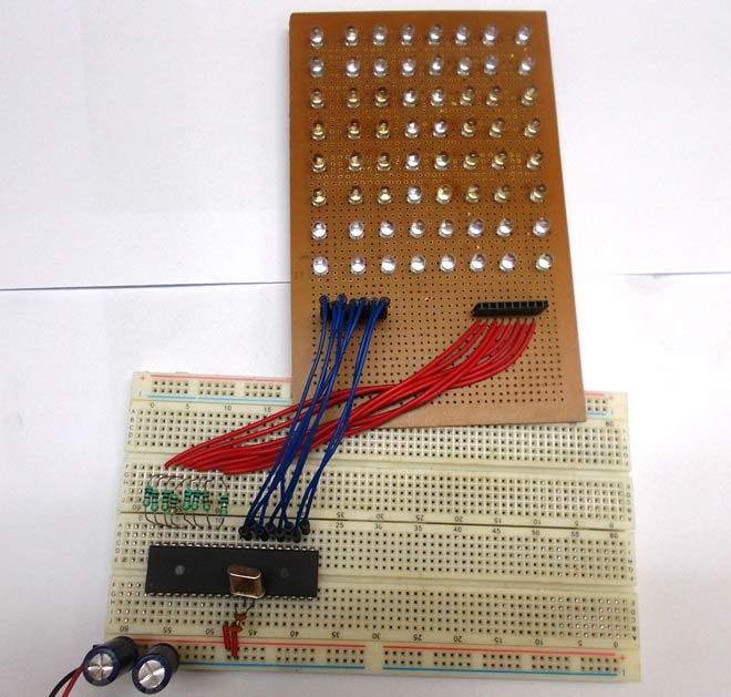 Scrolling Text Display on 8x8 LED Matrix using AVR Microcontroller Scrolling Text Display on 8x8 LED Matrix using AVR Microcontroller