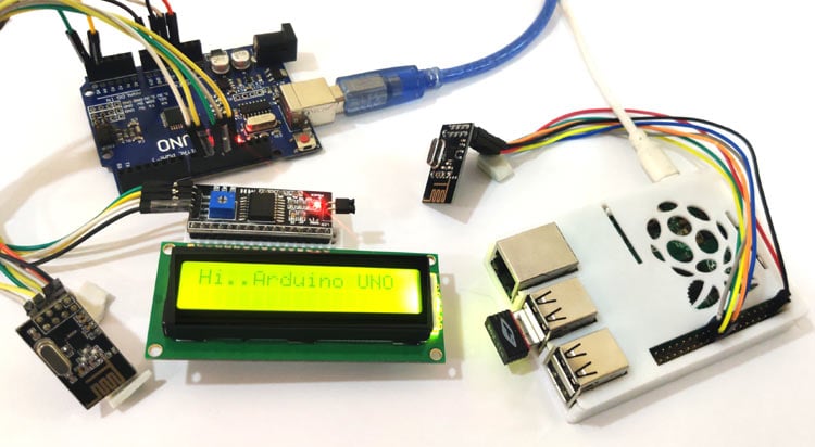 Wireless RF Communication between Raspberry Pi and Arduino UNO using nRF24L01 Module Wireless RF Communication between Raspberry Pi and Arduino UNO using nRF24L01 Module