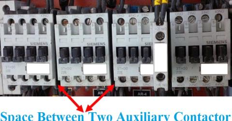 Spacing between two Auxiliary Contactors Space between Auxiliary Contactors